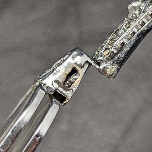 Antique Portable Folding Glasses Marcasite Decorated Roniet